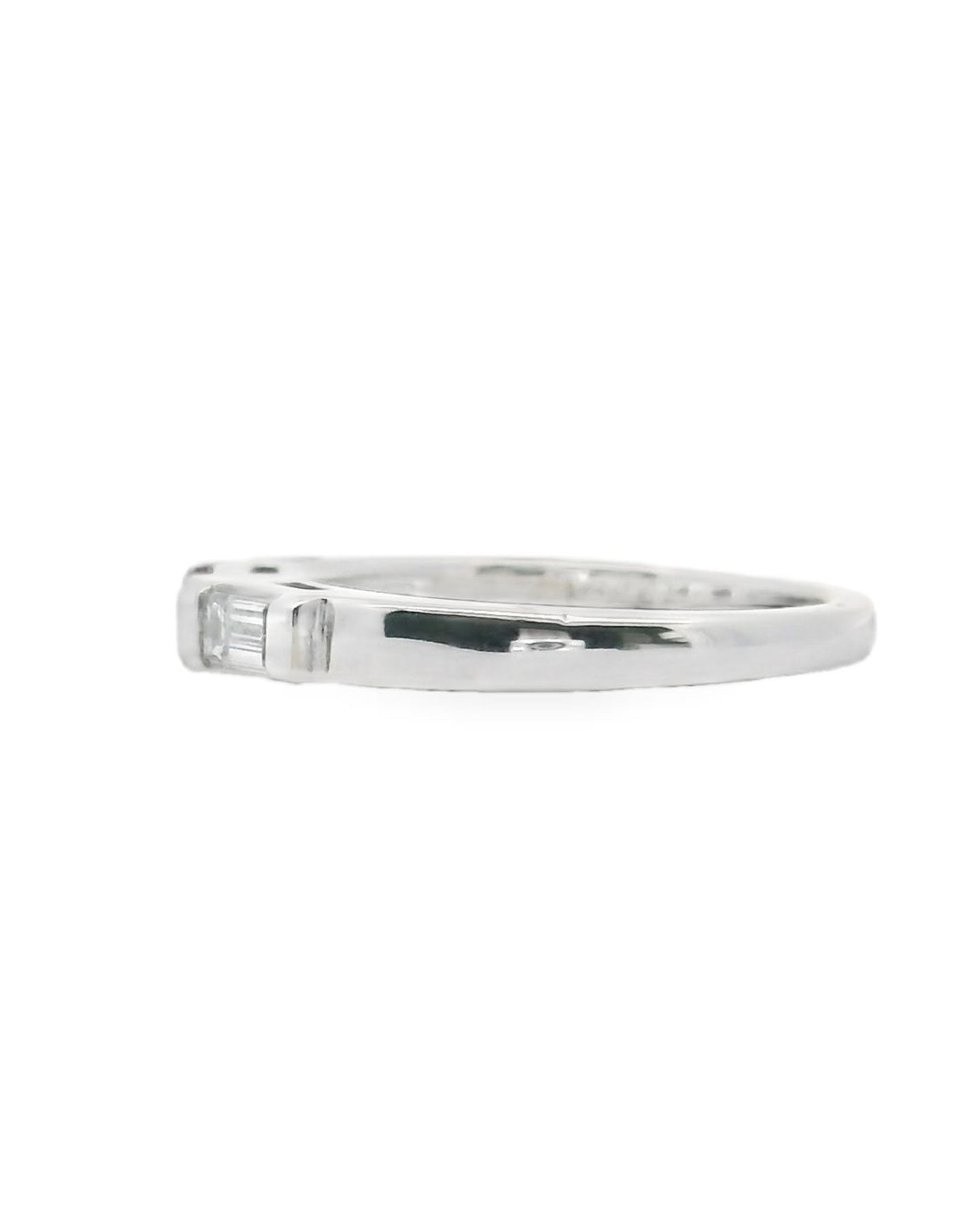 14K White Gold Wedding Band with Baguette Diamonds- Size 6.25
