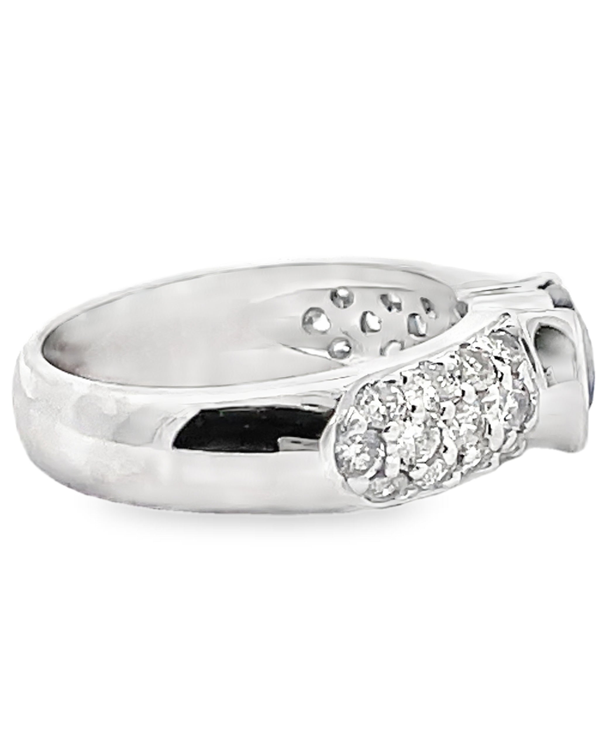 Oval 1.80 Carat Blue Sapphire Ring with 0.98 Carats of Diamonds