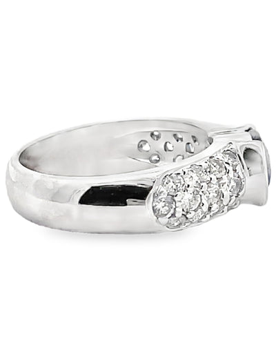 Oval 1.80 Carat Blue Sapphire Ring with 0.98 Carats of Diamonds