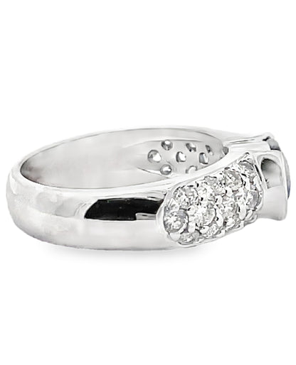 Oval 1.80 Carat Blue Sapphire Ring with 0.98 Carats of Diamonds