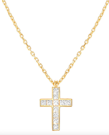 Nomination 240913/001 Carismatica Large Cross Necklace Yellow Finish with CZ