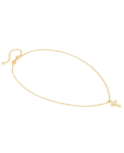 Nomination 240913/001 Carismatica Large Cross Necklace Yellow Finish with CZ