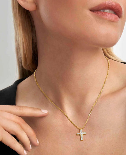 Nomination 240913/001 Carismatica Large Cross Necklace Yellow Finish with CZ