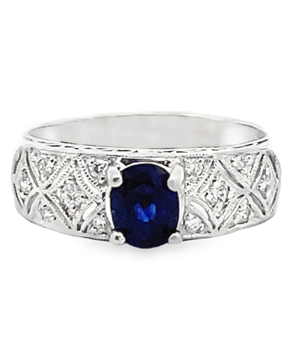Platinum Diamond & Sapphire Ring