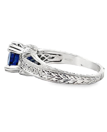 Platinum Diamond & Sapphire Ring