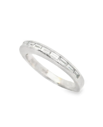 18K White Gold Euro Shank Wedding Band with Diamonds