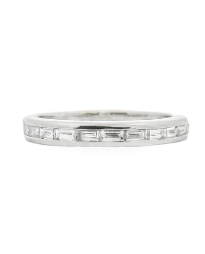 18K White Gold Euro Shank Wedding Band with Diamonds