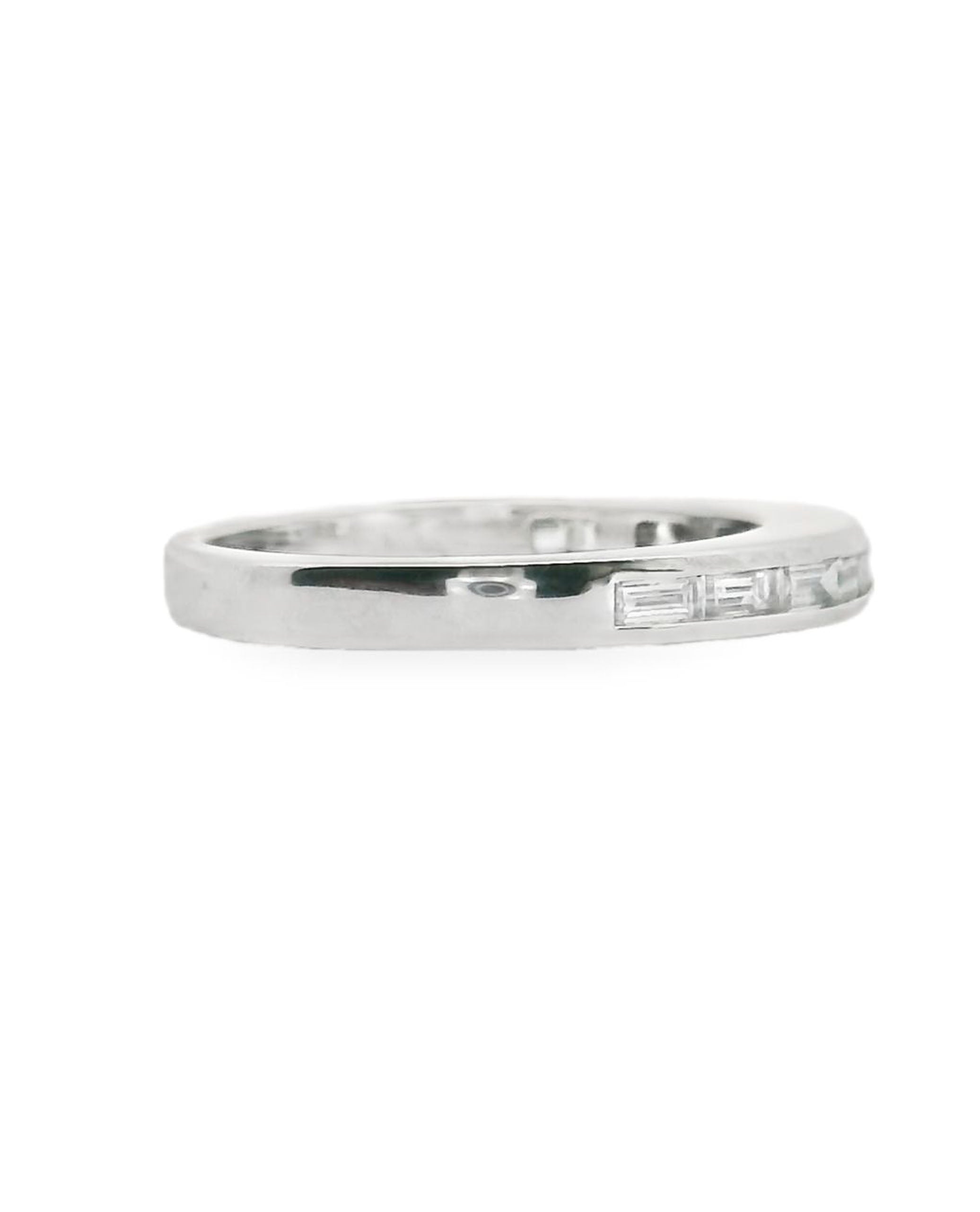 18K White Gold Euro Shank Wedding Band with Diamonds
