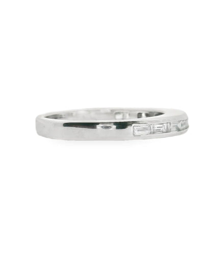 18K White Gold Euro Shank Wedding Band with Diamonds