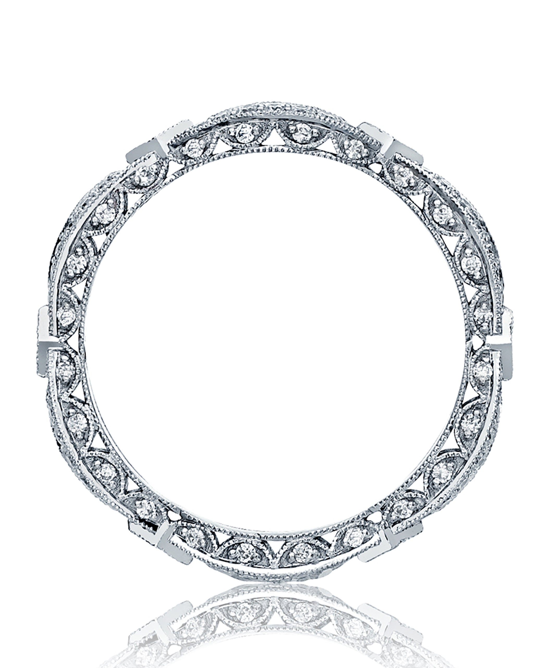 Tacori HT2528 18K White Gold "Ribbon" Eternity Band, Diamonds 0.61 Carats