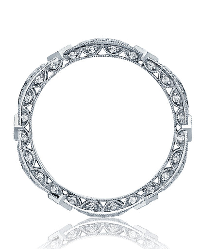 Tacori HT2528 18K White Gold "Ribbon" Eternity Band, Diamonds 0.61 Carats