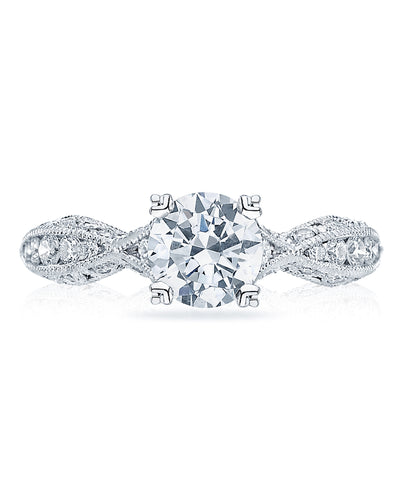 Tacori 2578 Classic Crescent Engagement Ring Setting with Diamonds Half Way Around 0.42 Carats for Round Center Stone