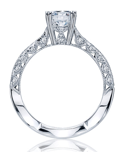 Tacori 2578 Classic Crescent Engagement Ring Setting with Diamonds Half Way Around 0.42 Carats for Round Center Stone