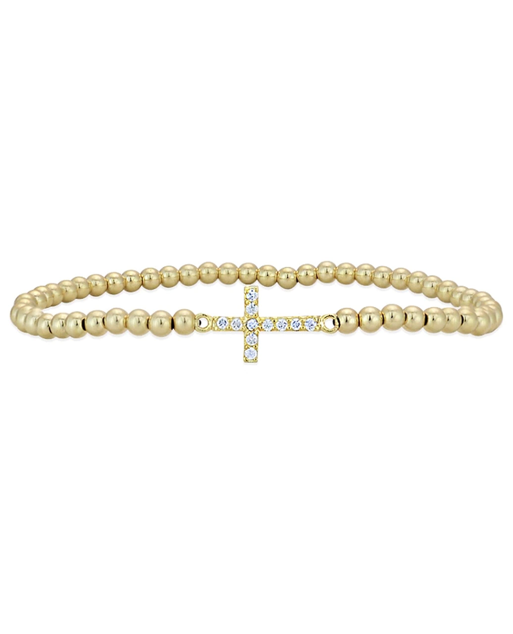Gold Filled 3mm Ball Bracelet with Cross (Watch Video)