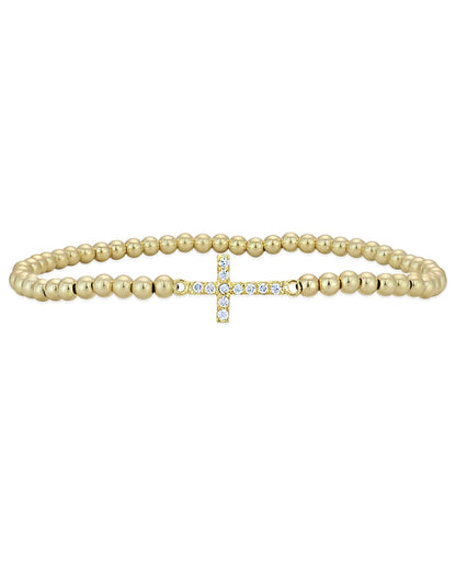 Gold Filled 3mm Ball Bracelet with Cross (Watch Video)