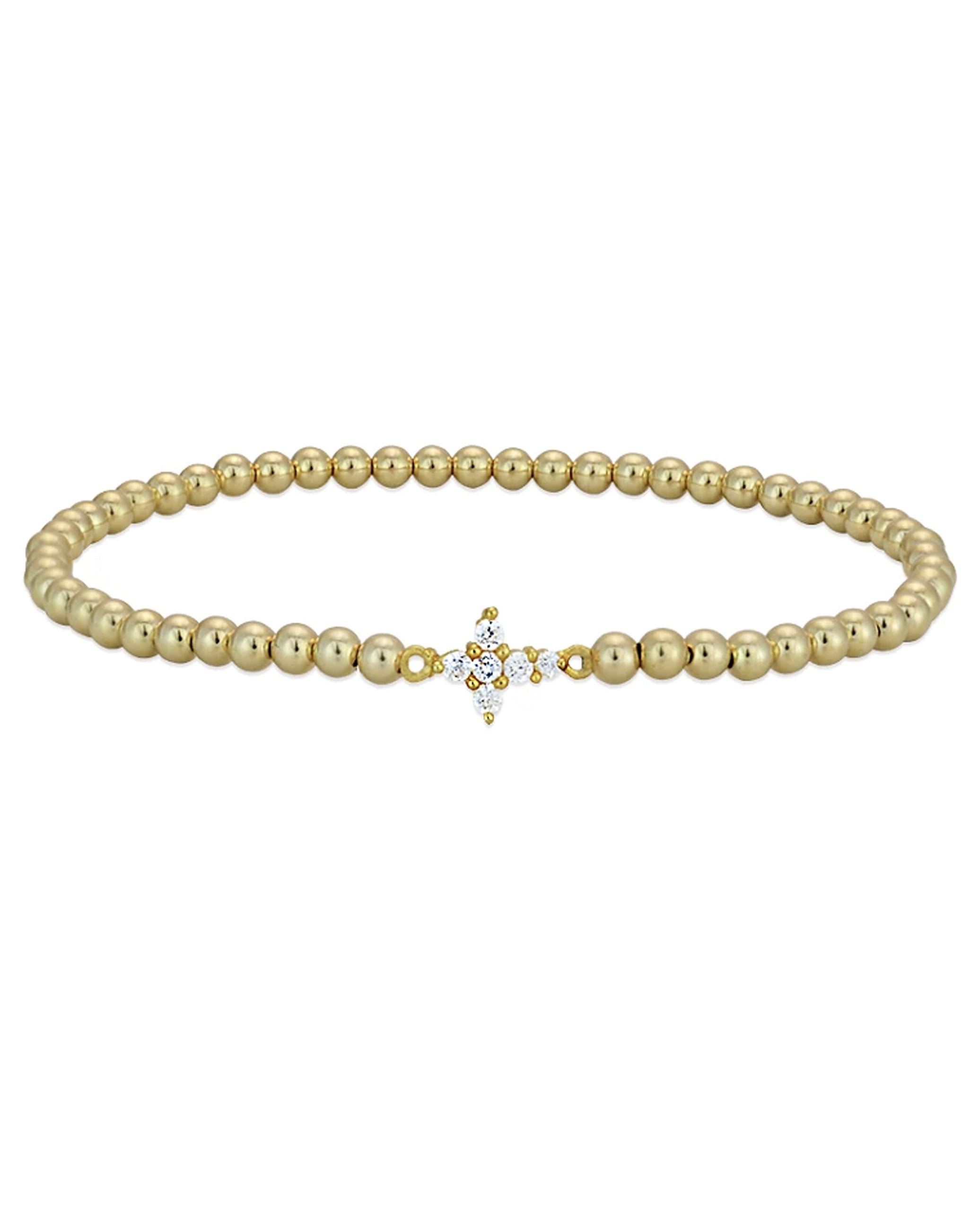 Gold Filled 3mm Ball Bracelet with Mini Cross (Watch Video)