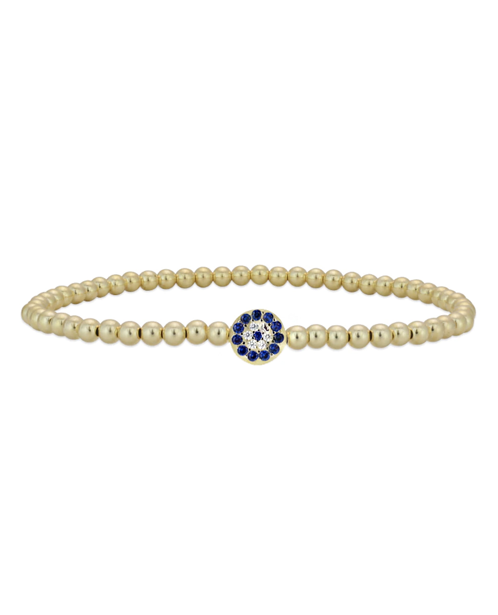 Gold Filled 3mm Ball Bracelet with Evil Eye