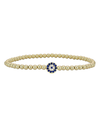 Gold Filled 3mm Ball Bracelet with Evil Eye