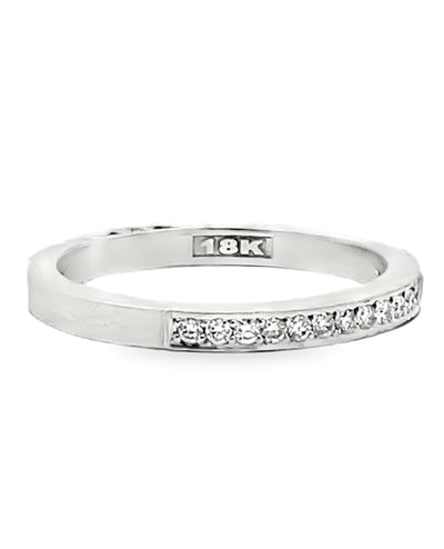 Tacori 2630 18K White Gold Dantela Wedding Band with Half Way Diamonds 0.22 Cts