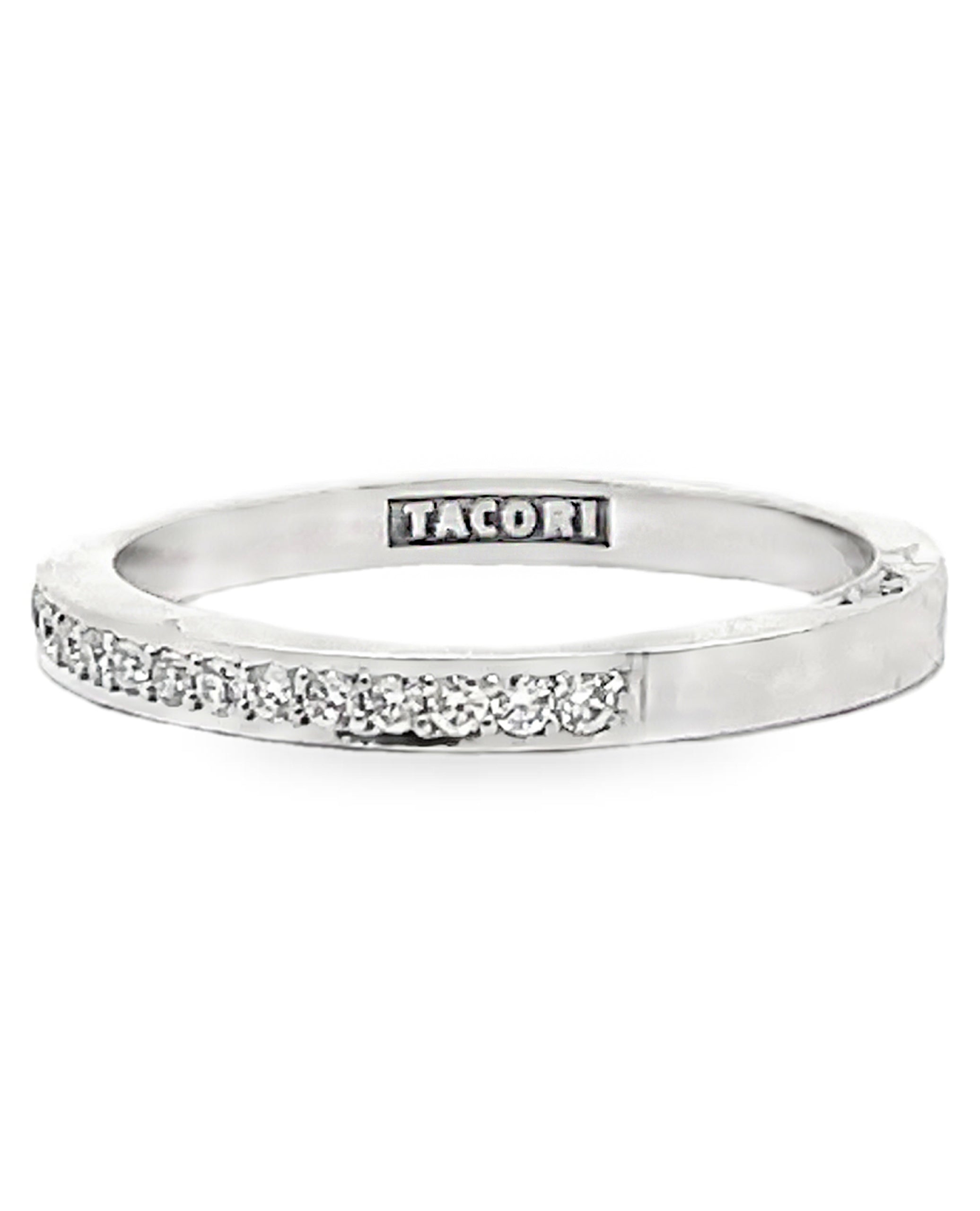 Tacori 2630 18K White Gold Dantela Wedding Band with Half Way Diamonds 0.22 Cts