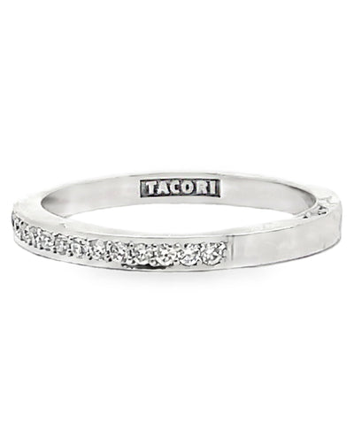 Tacori 2630 18K White Gold Dantela Wedding Band with Half Way Diamonds 0.22 Cts