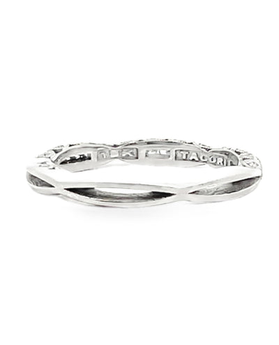 Tacori 2645 18K White Gold Half Way Classic Crescent Wedding Band with Diamonds 0.23 Carats