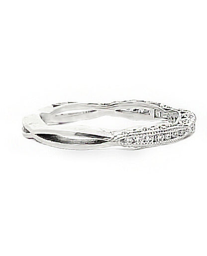 Tacori 2645 18K White Gold Half Way Classic Crescent Wedding Band with Diamonds 0.23 Carats