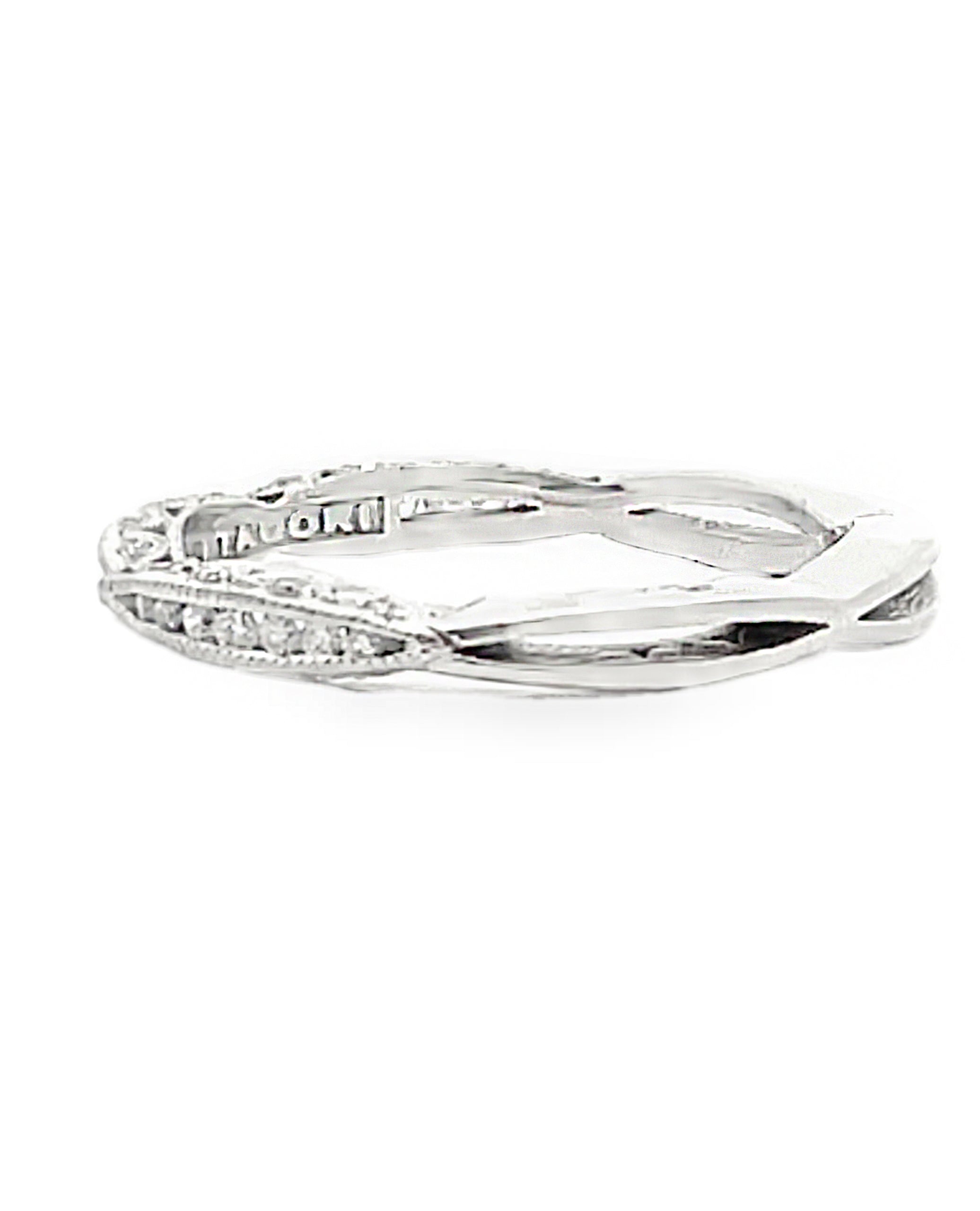Tacori 2645 18K White Gold Half Way Classic Crescent Wedding Band with Diamonds 0.23 Carats
