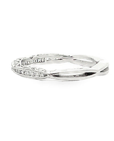 Tacori 2645 18K White Gold Half Way Classic Crescent Wedding Band with Diamonds 0.23 Carats