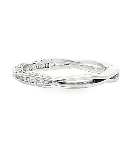 Tacori 2645 18K White Gold Half Way Classic Crescent Wedding Band with Diamonds 0.23 Carats