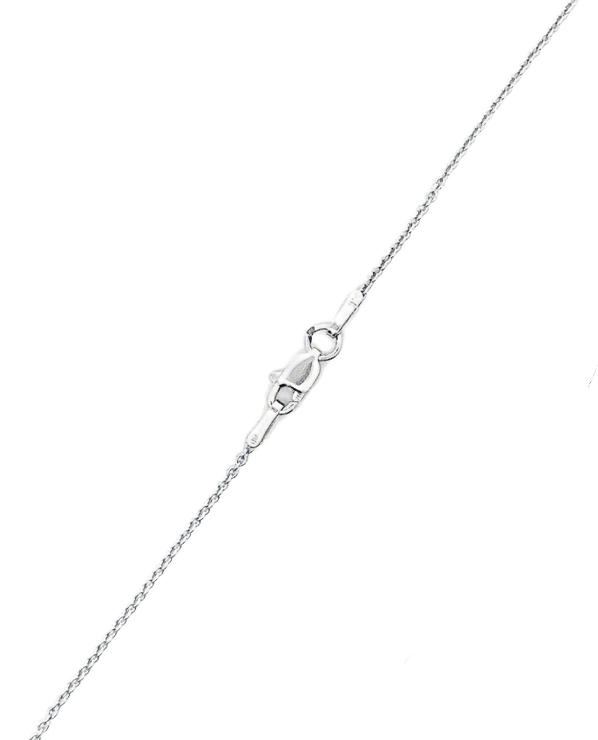 18K White Gold Pendant Necklace With Diamonds & Emerald Center