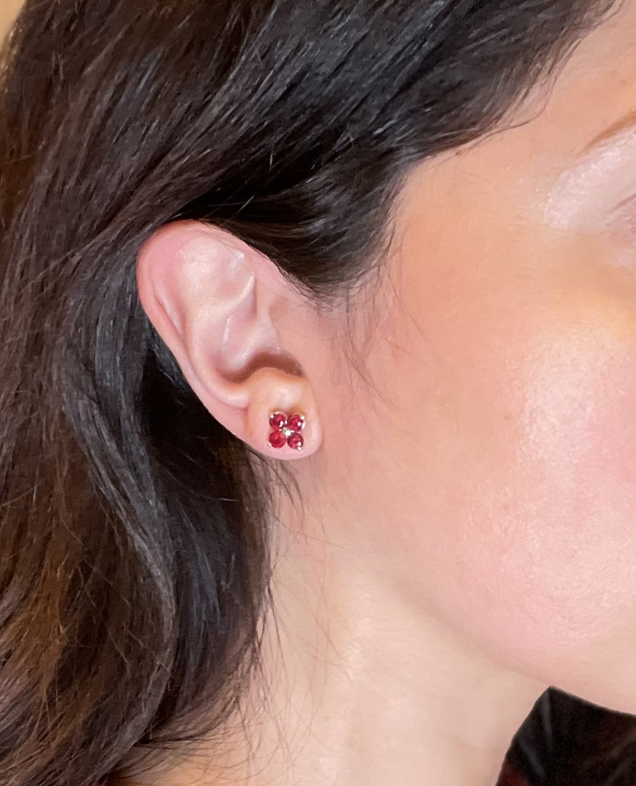 14K White Gold Earrings with Rubies and Pushbacks