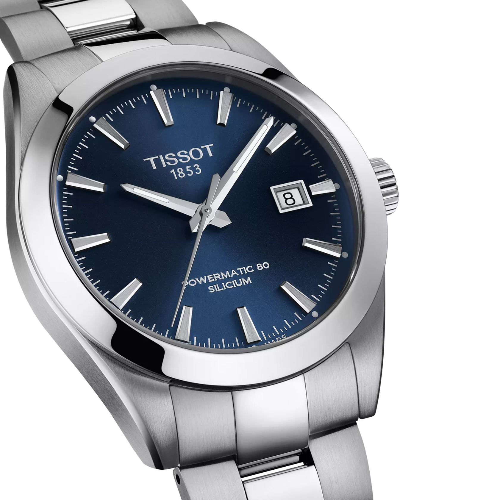 Tissot T127.407.11.041.00 Gentleman Powermatic 80 Silicium 40mm Watch with Blue Dial