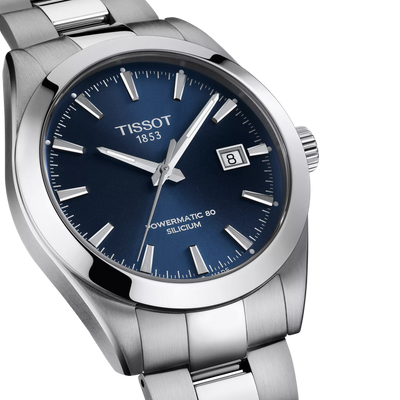 Tissot T127.407.11.041.00 Gentleman Powermatic 80 Silicium 40mm Watch with Blue Dial