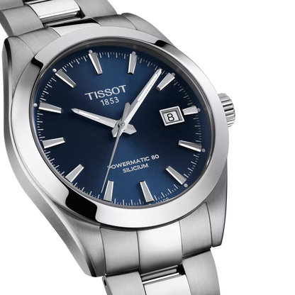 Tissot T127.407.11.041.00 Gentleman Powermatic 80 Silicium 40mm Watch with Blue Dial