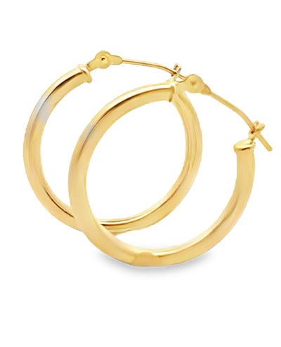 14K Yellow Gold 2mm Wide Hoop Earrings