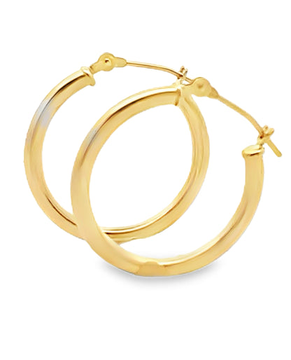 14K Yellow Gold 2mm Wide Hoop Earrings