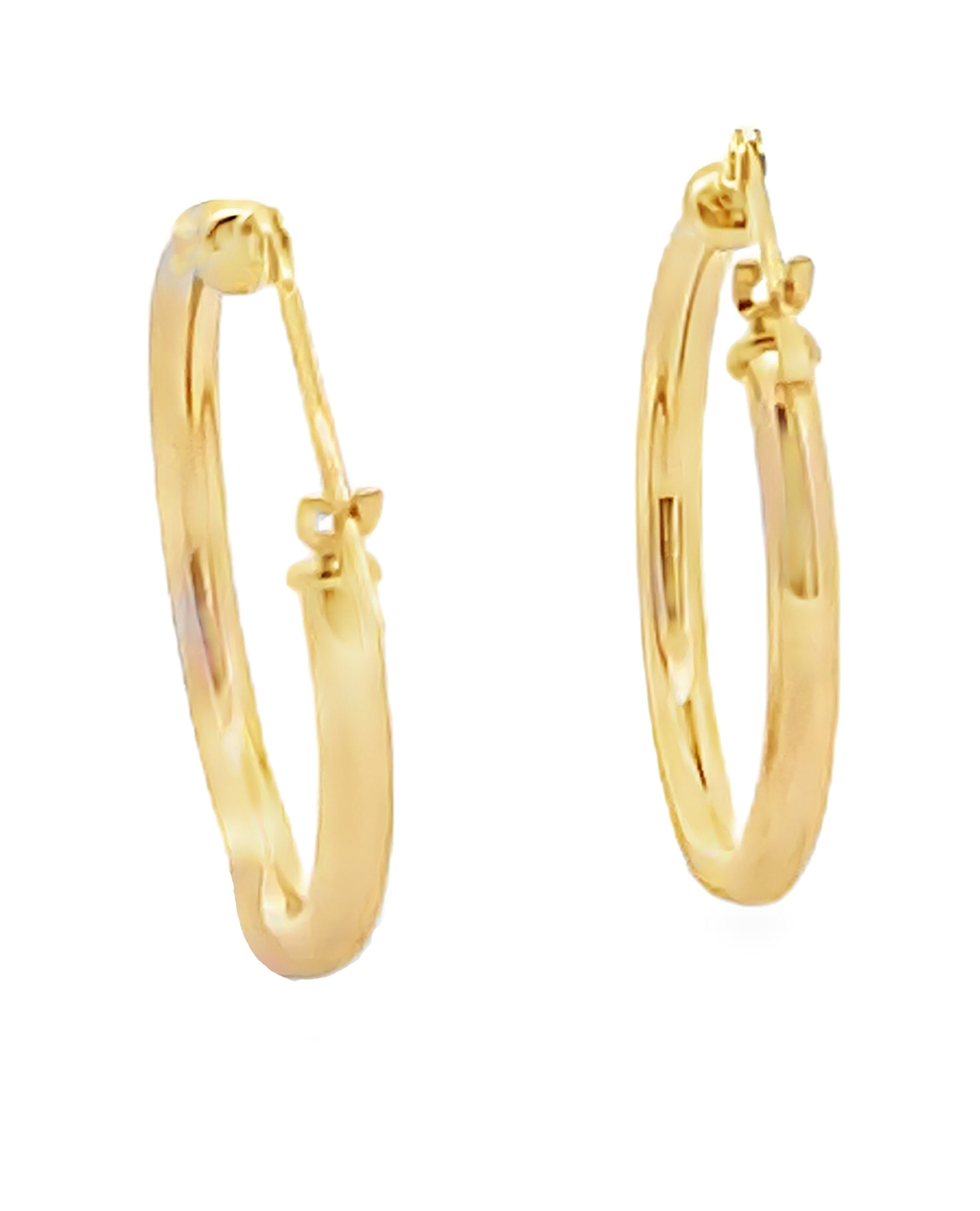 14K Yellow Gold 2mm Wide Hoop Earrings