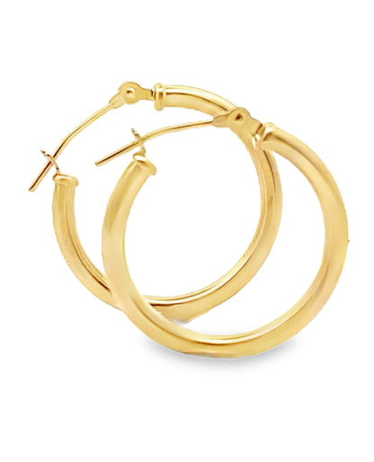 14K Yellow Gold 2mm Wide Hoop Earrings