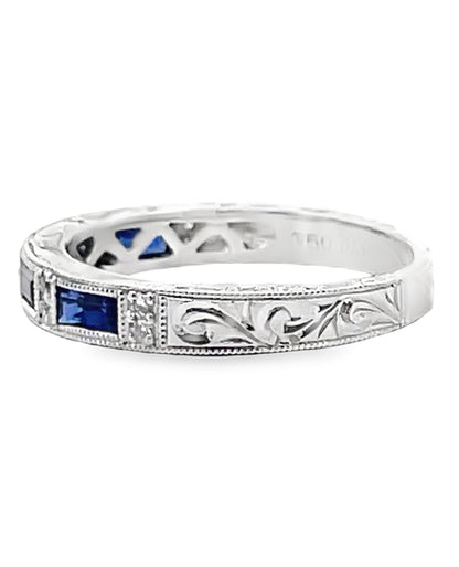 Kirk Kara SS6685-B1 Charlotte Sapphire Band with Beading and Round Diamonds