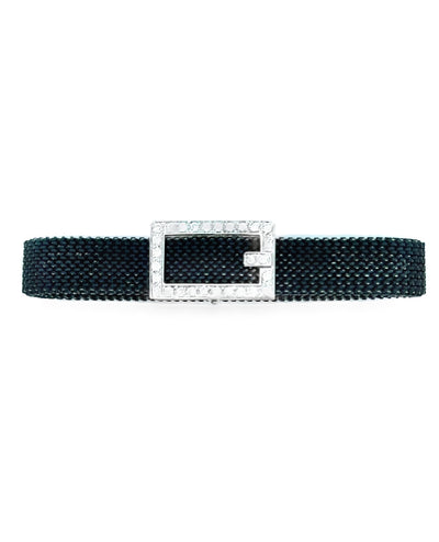 18K White Gold & Stainless Steel Buckle Bracelet-Mesh Elastic