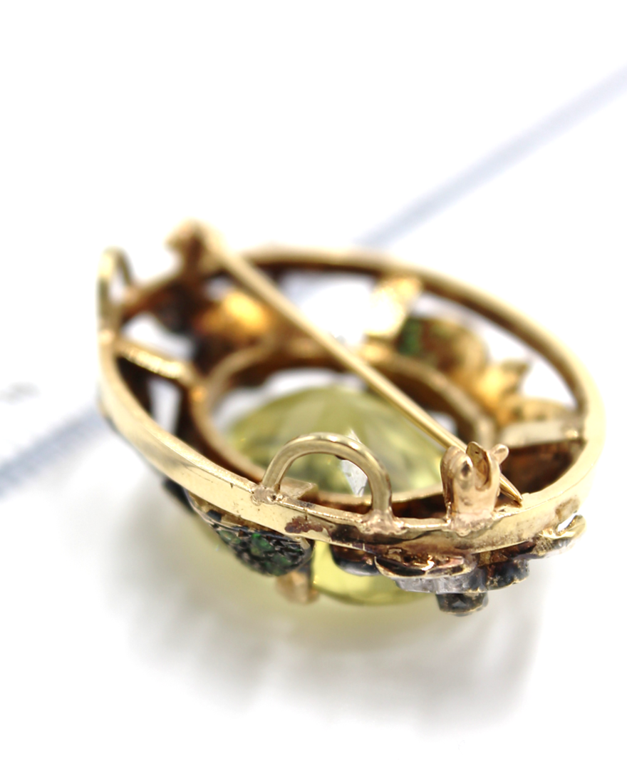 20 Carat Lime Citrine Brooch and Pendant with Tsavorites and Diamonds