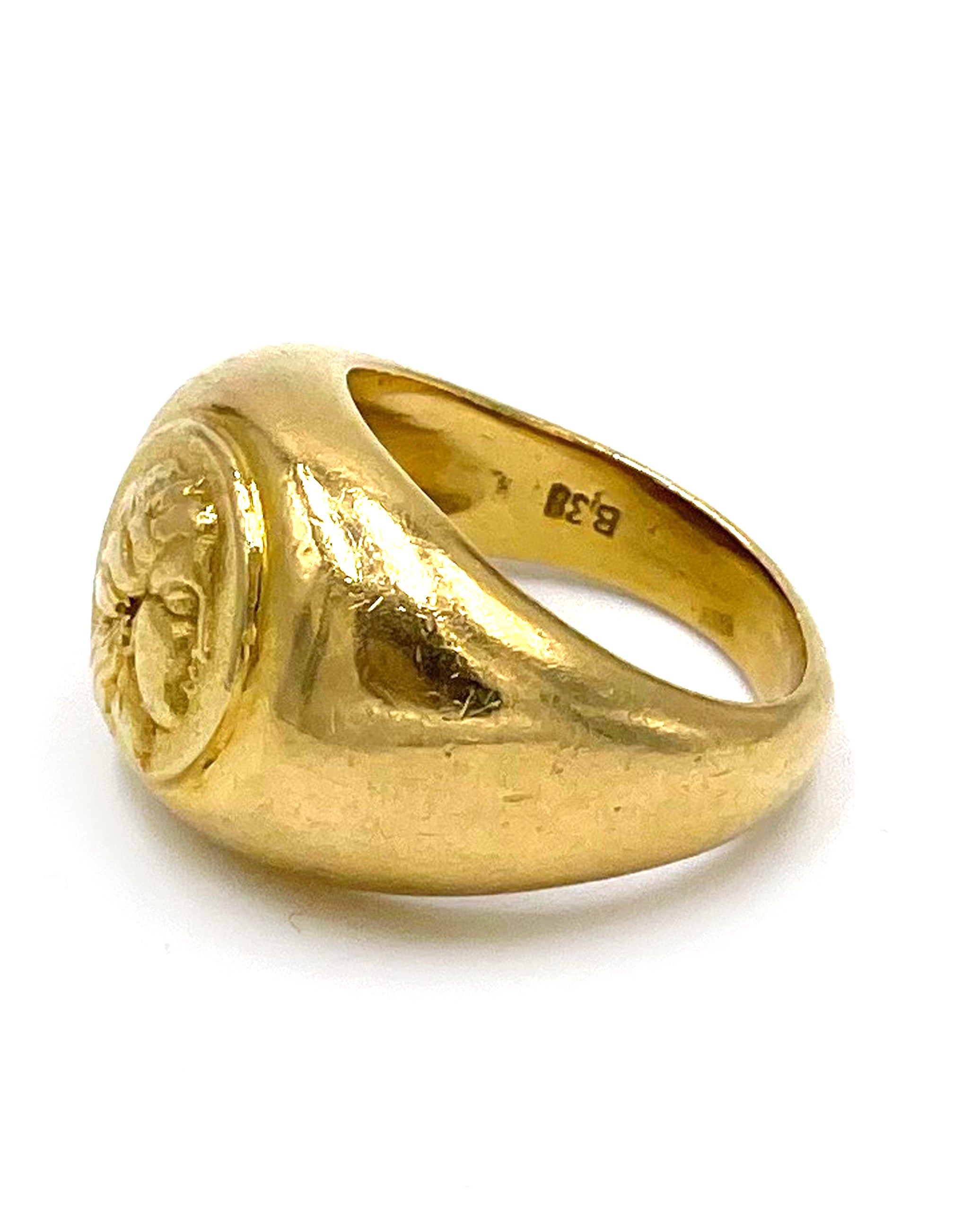 Pre-owned 18K Yellow Gold Gypsy Style Domed Ring