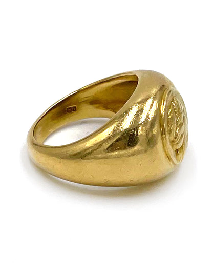 Pre-owned 18K Yellow Gold Gypsy Style Domed Ring