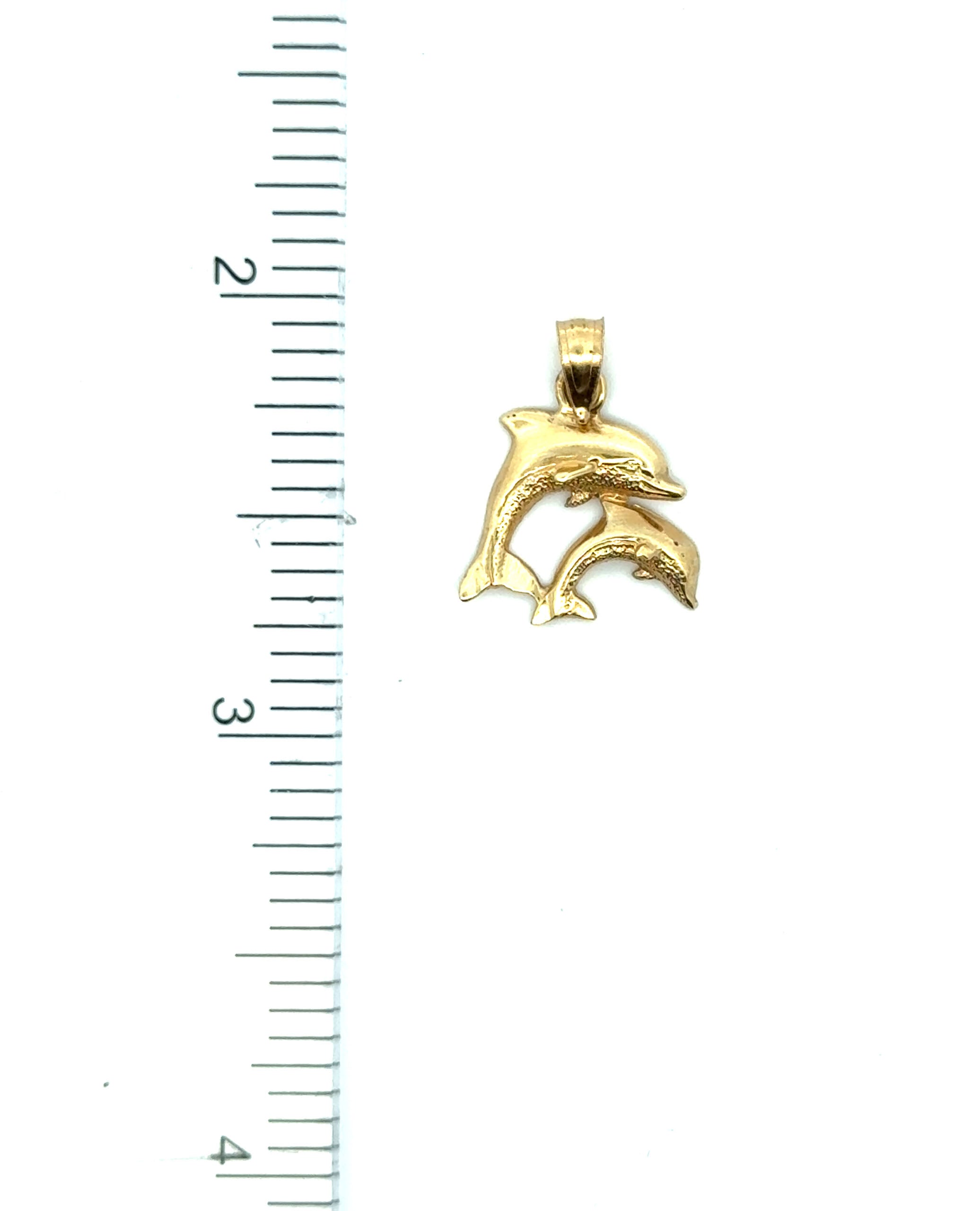 14K Yellow Gold Mother Child Dolphin Charm