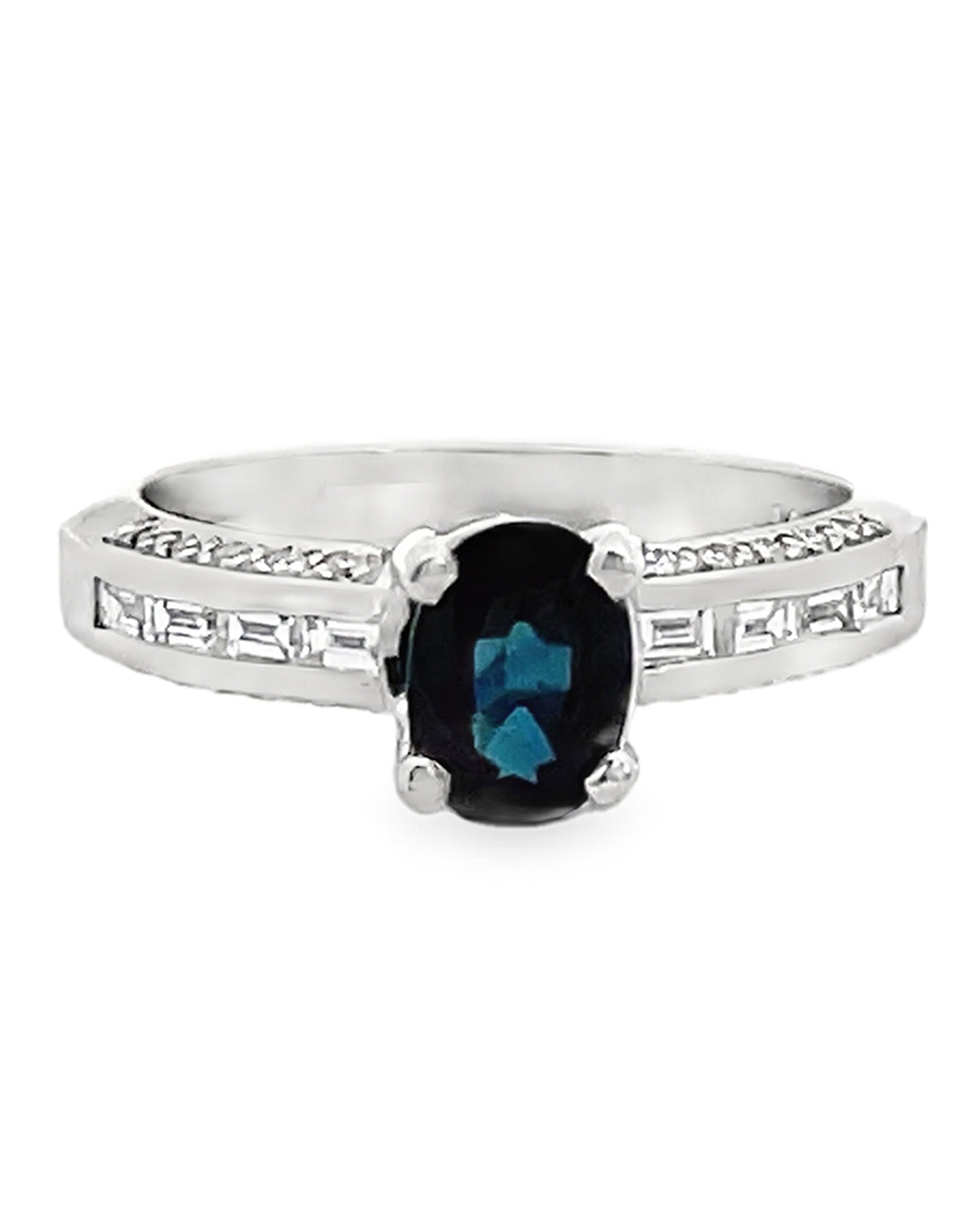 Platinum Semi-Mount Sapphire & Diamond Ring