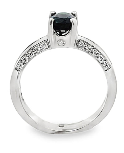 Platinum Semi-Mount Sapphire & Diamond Ring