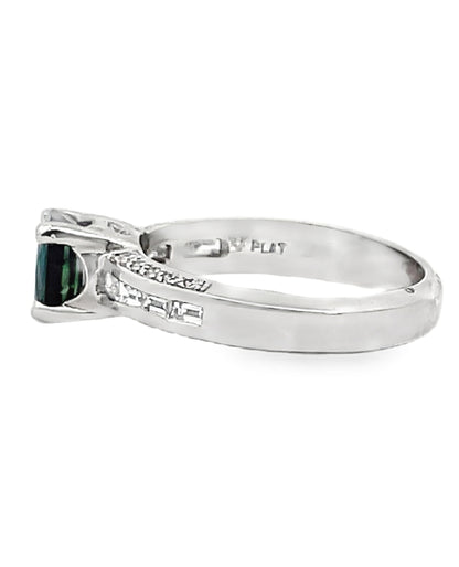 Platinum Semi-Mount Sapphire & Diamond Ring