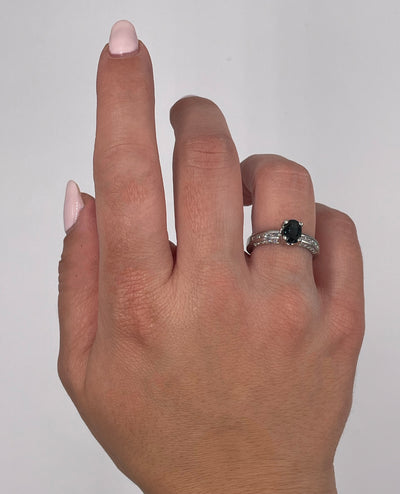 Platinum Semi-Mount Sapphire & Diamond Ring