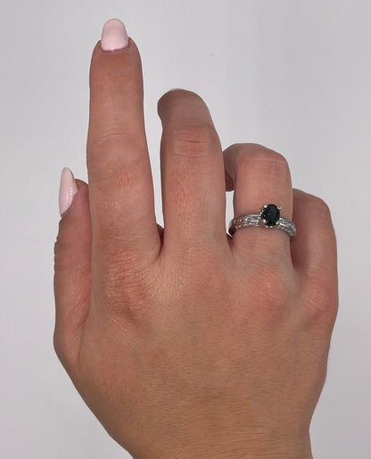 Platinum Semi-Mount Sapphire & Diamond Ring